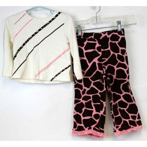 Gymboree Giraffe Club 2-pc Outfit Pants Shirt sz 2T Velour Pink Brown Fringe